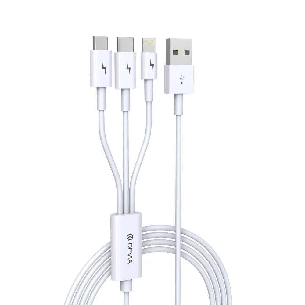 Devia cable 3in1 Smart EC141 USB – Lightning + USB-C + MicroUSB 1,2 m 2A white