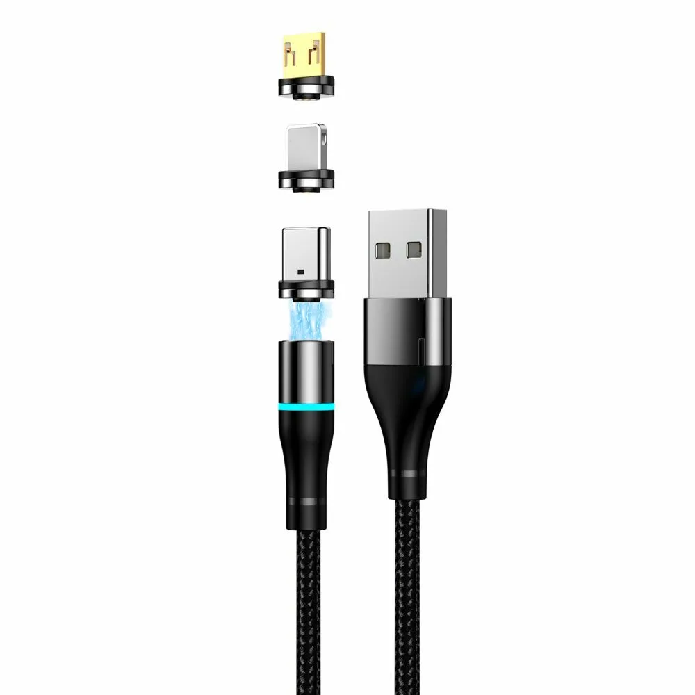 Setty USB magnetic cable 1m 2A nylon black