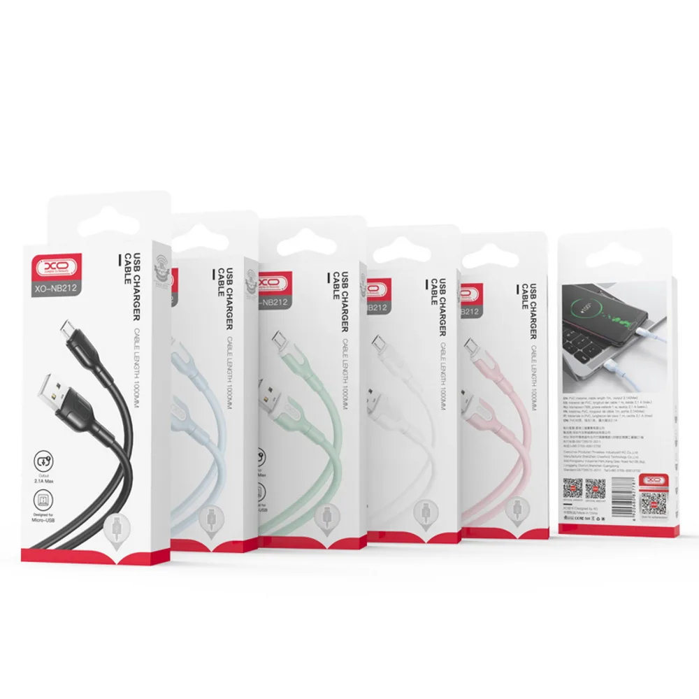 XO-kabel NB212 USB – Lightning 1,0 m 2,1A svart
