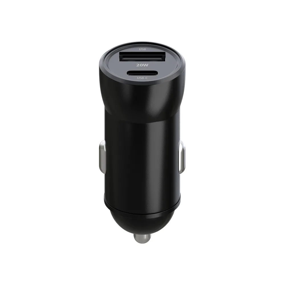 Maxlife MXCC-04 PD QC bil-laddare 1x USB-C 1x USB 20W svart + USB-C – Lightning-kabel 27W