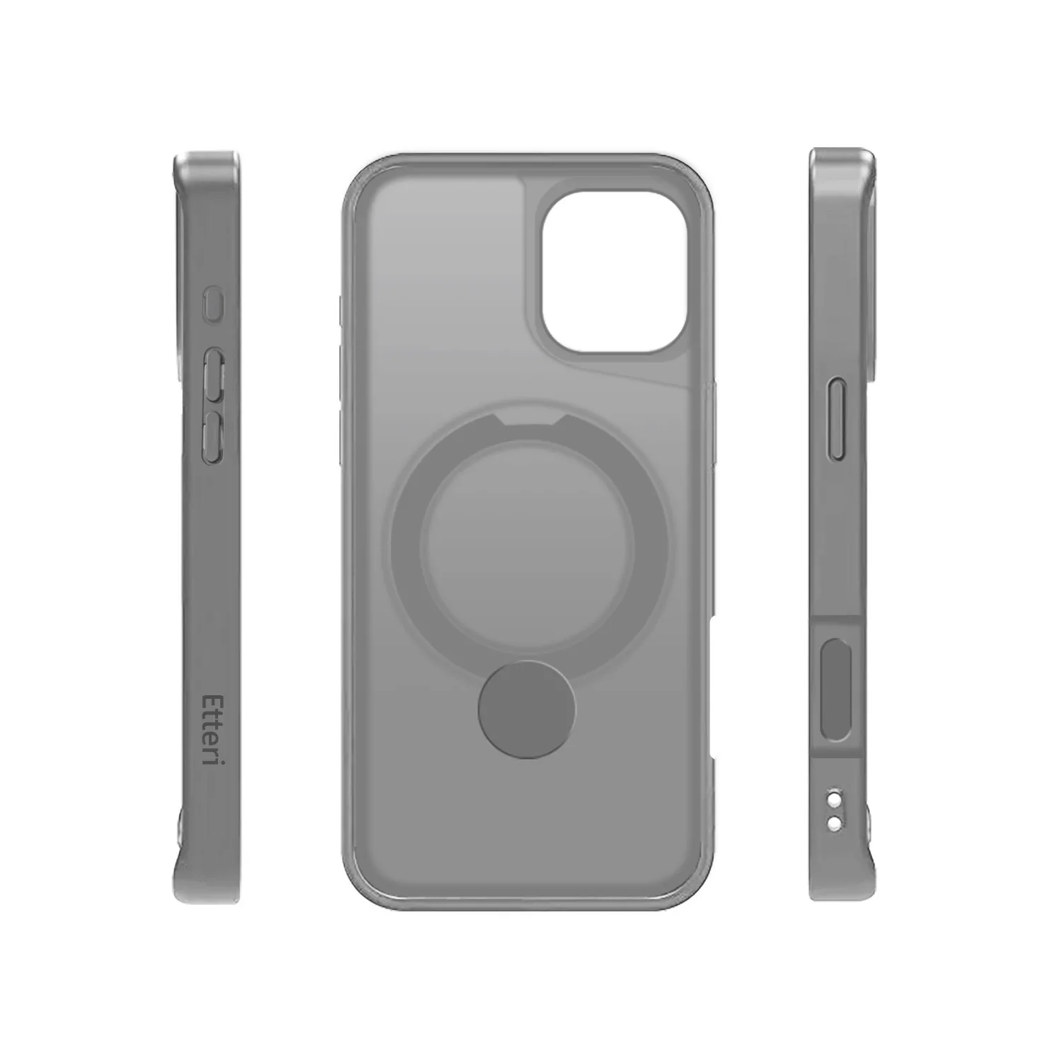 Etteri Matt Mag Ring-fodral för iPhone 16 Plus 6,7″ grå