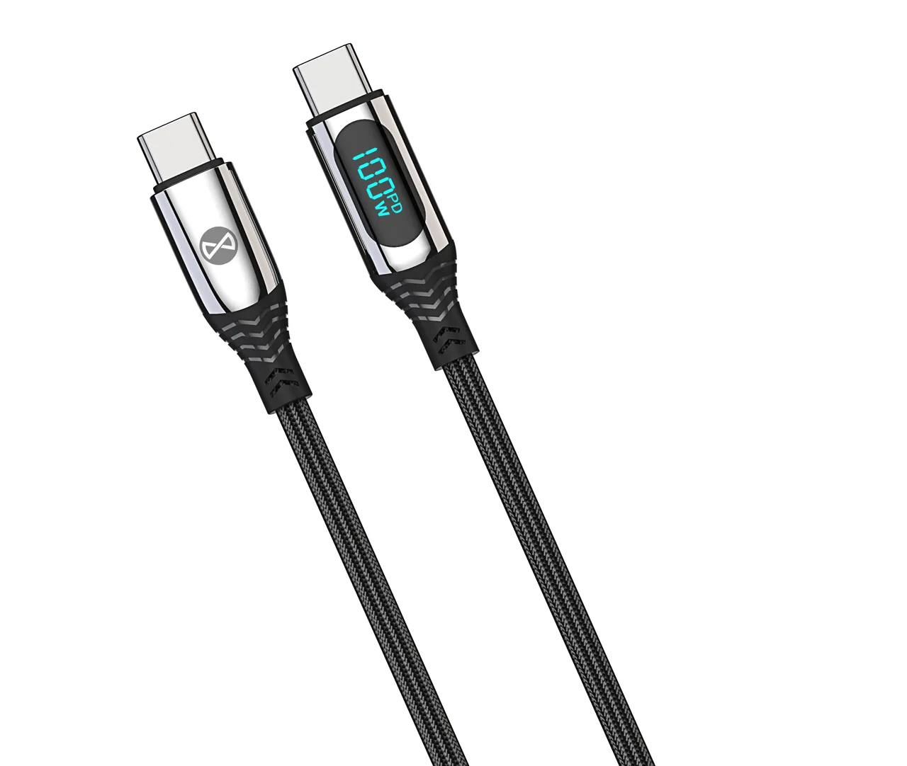Forever LCD-kabel USB-C – USB-C 1,0 m 100W svart