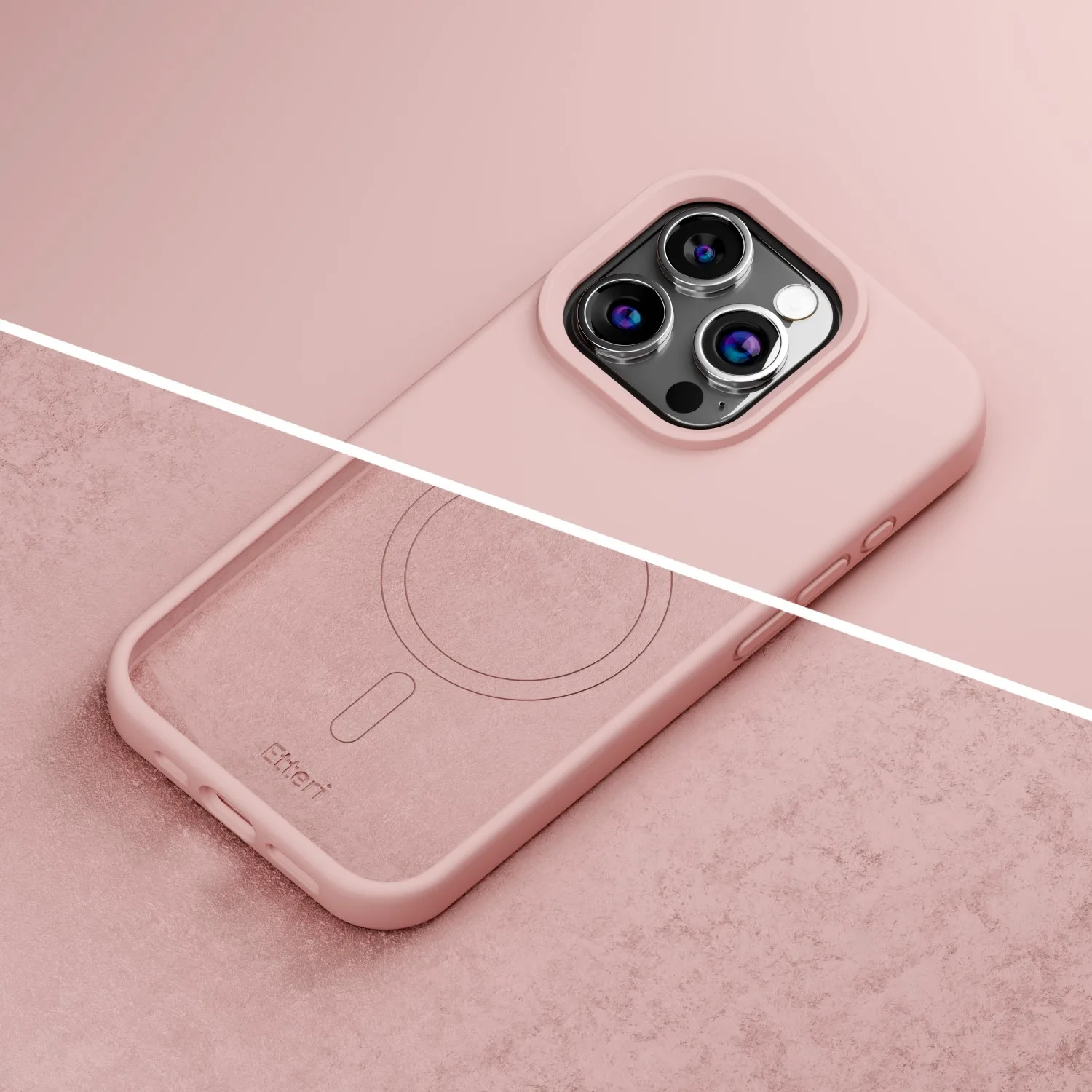 Etteri Silicone Mag case for iPhone 15 Pro 6,1″ light pink