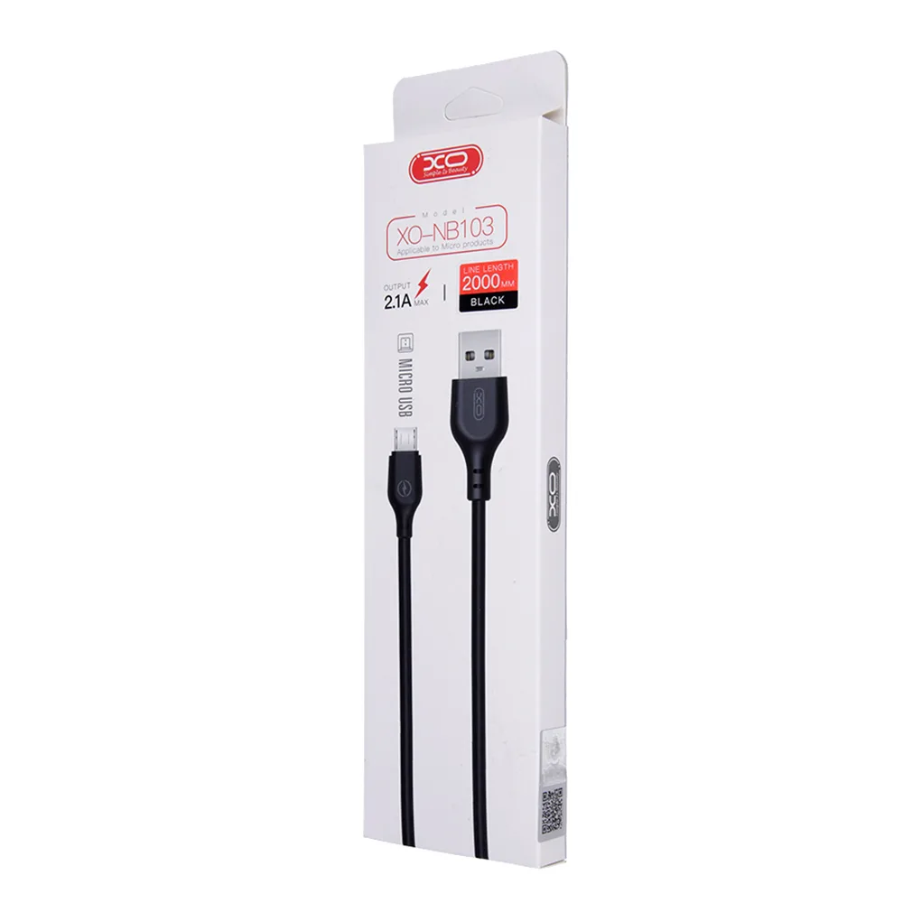 XO-kabel NB103 USB – microUSB 2,0 m 2,1A svart