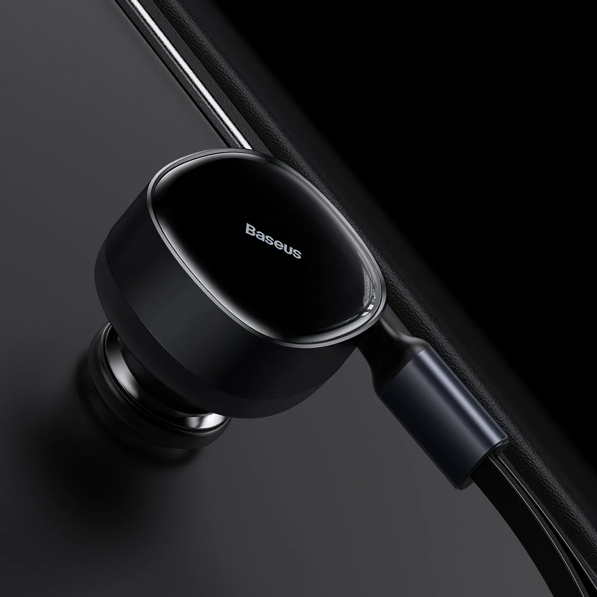 Baseus bil-laddare Enjoyment Retractable 2w1 30W svart med kabel 2x USB-C