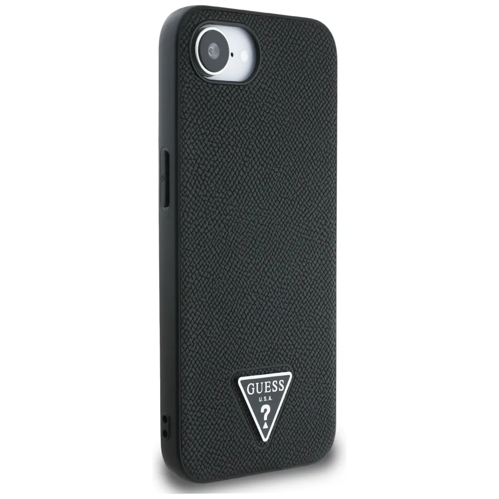 Guess HC MagSafe Grained PU Triangle Logo Case for iPhone 16e Black