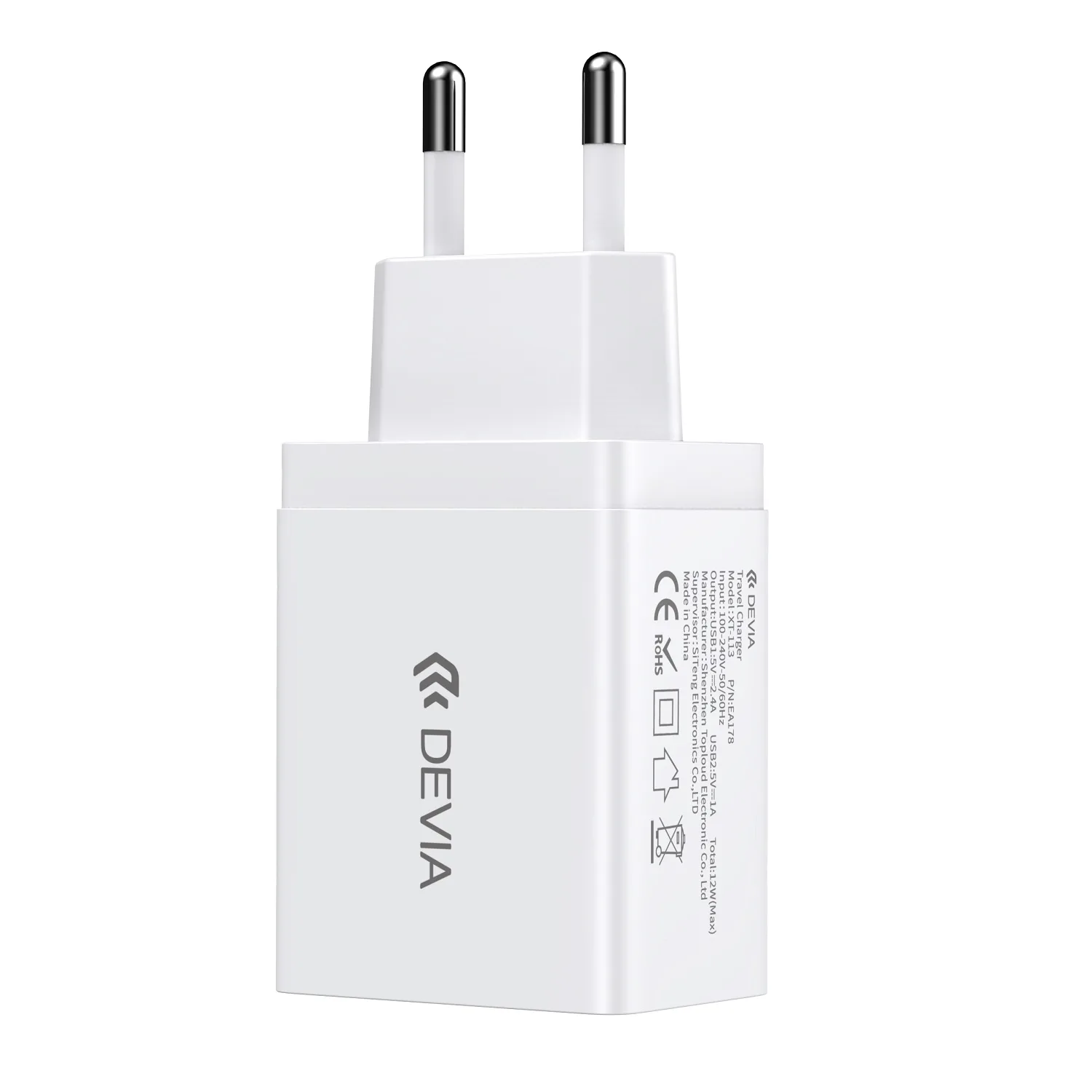 Devia wall charger Smart 2x USB 2,4A white