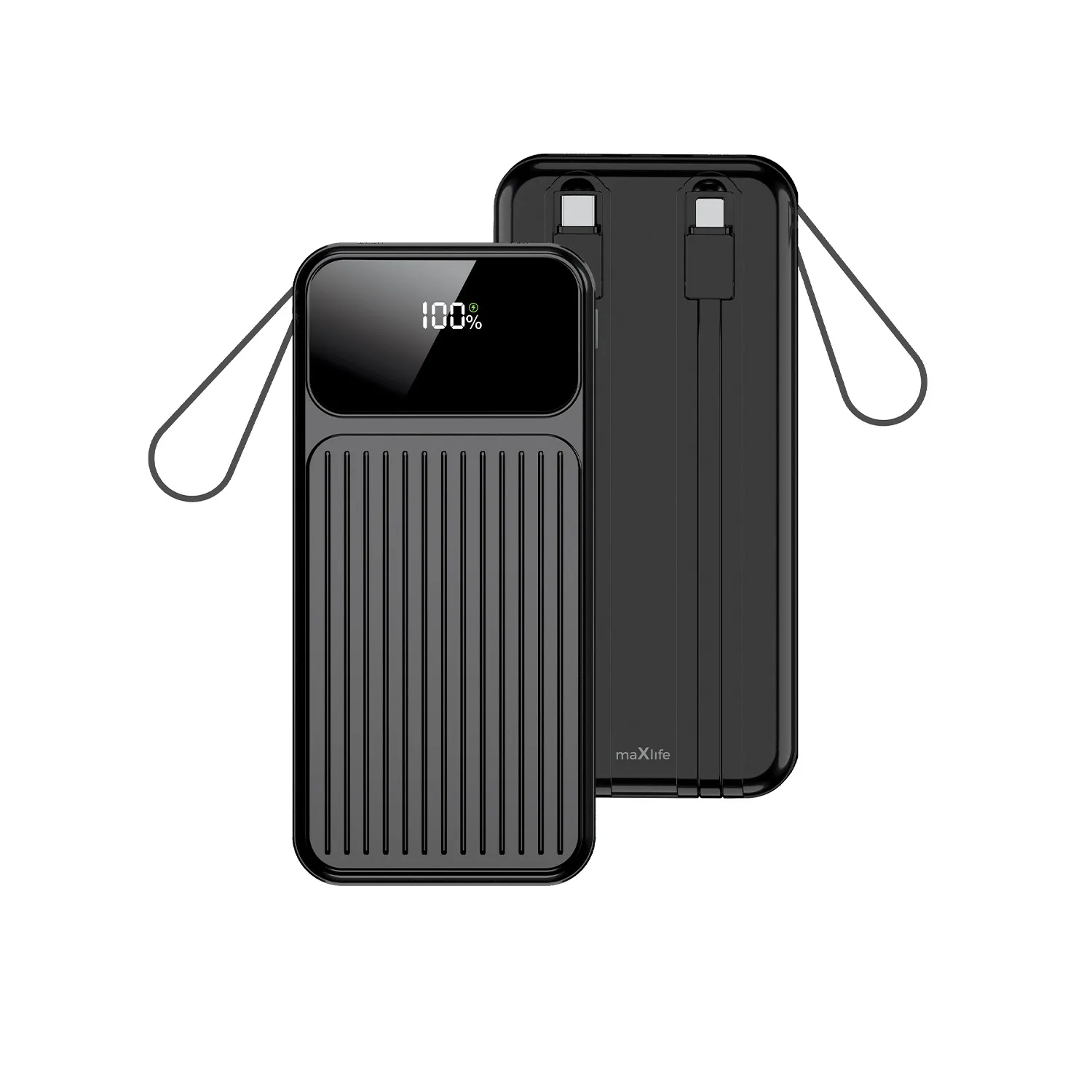 Maxlife power bank with built-in cables MXPB-06 PD QC 22,5W 10000 mAh black