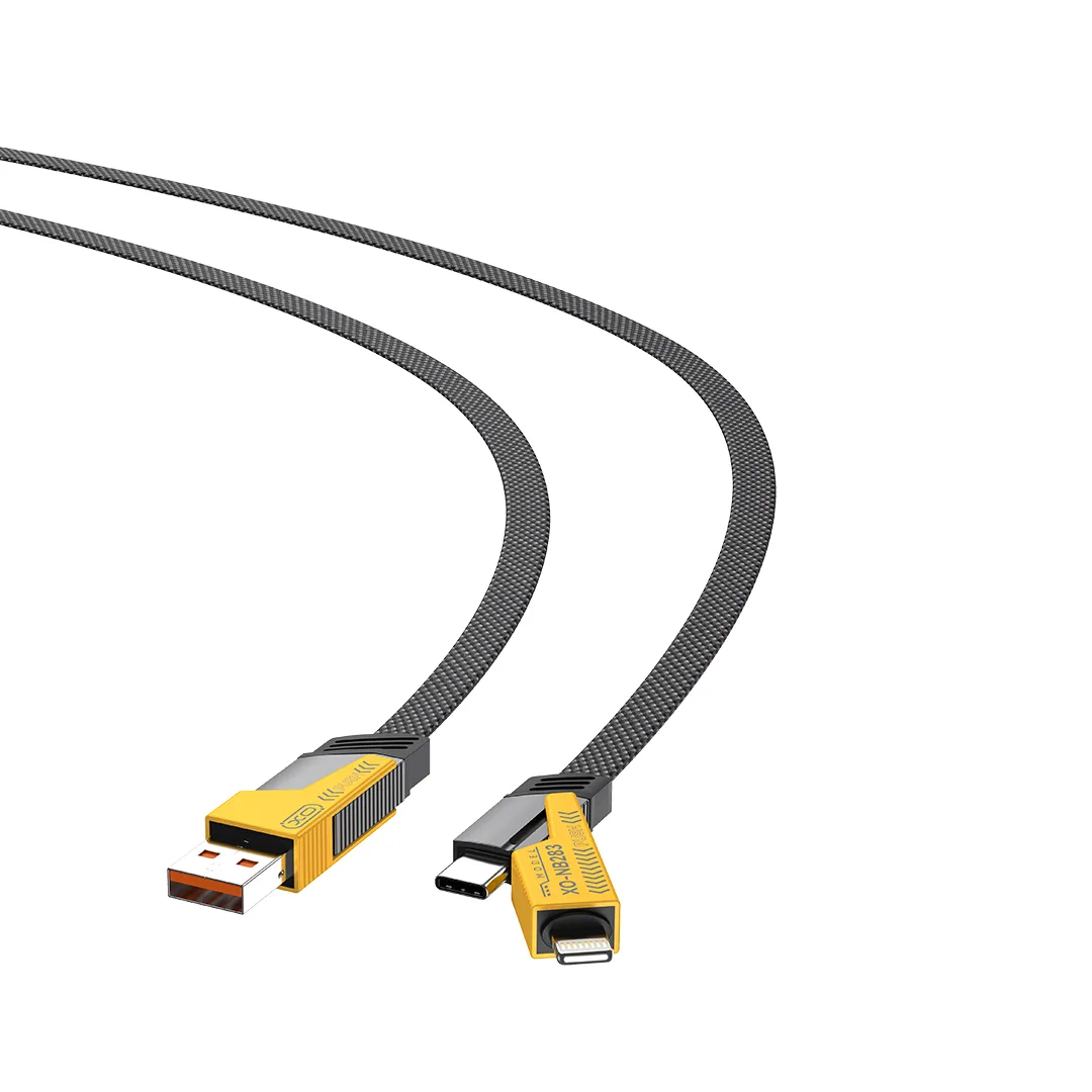 XO cabel NB283 4w1 USB-C – Lightning + USB – USB-C 60W 1,0m szary