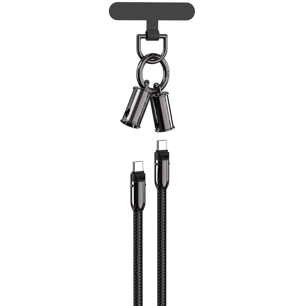 Devia kabelband 2in1 PD USB-C – USB-C 1,2 m 60W svart