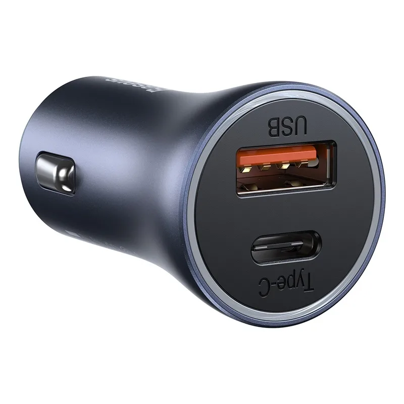 Baseus car charger Golden Contactor Pro 1x USB 1x USB-C QC 40W black + cable Lightning – USB-C