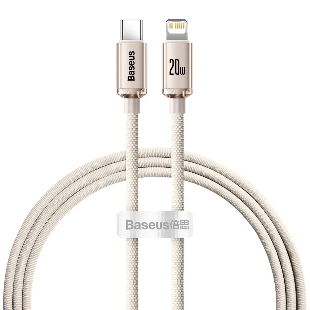 Baseus kabel Crystal Shine USB-C – Lightning 1,2 m 20W rosa