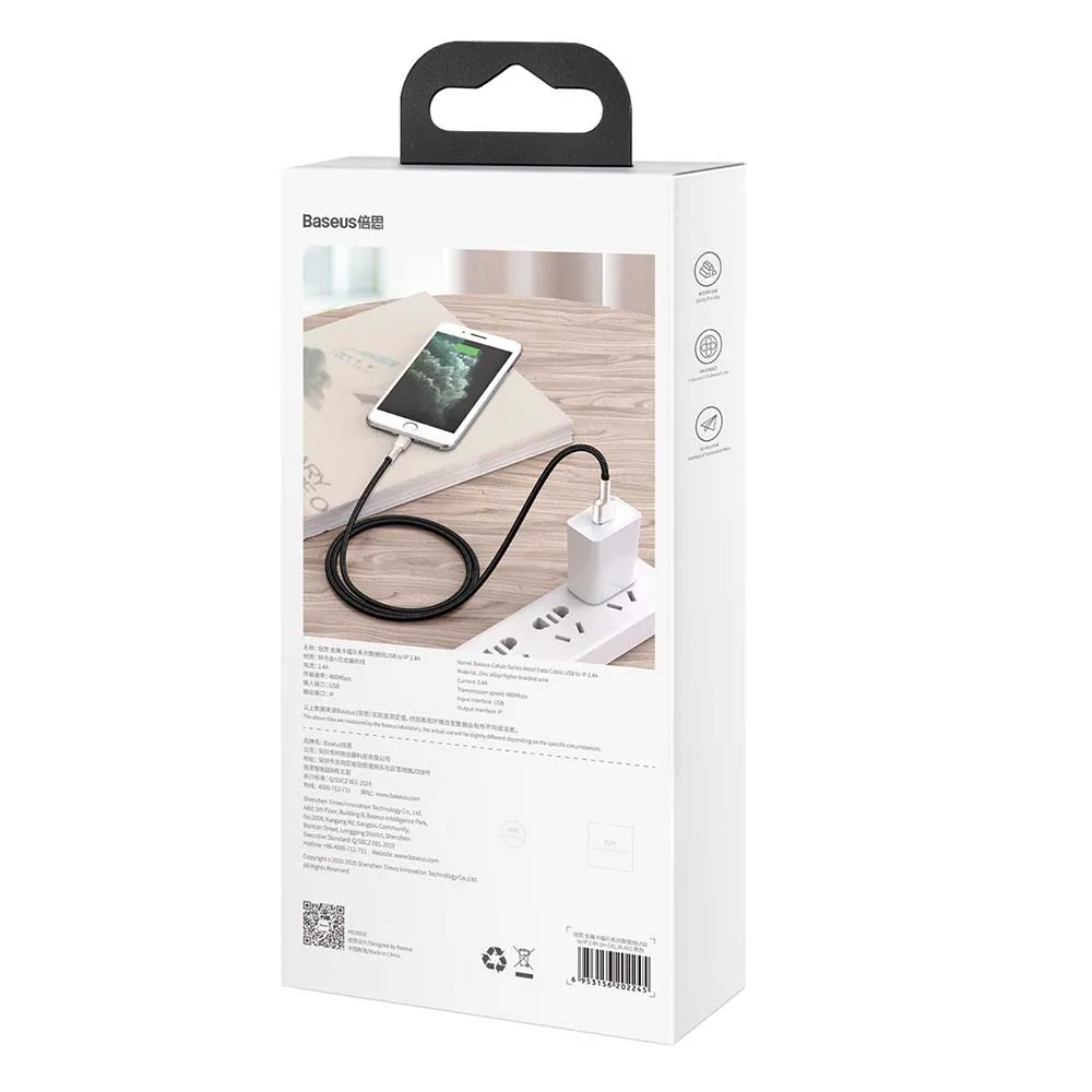 Baseus cable Cafule Metal USB – Lightning 1,0 m 2,4A black
