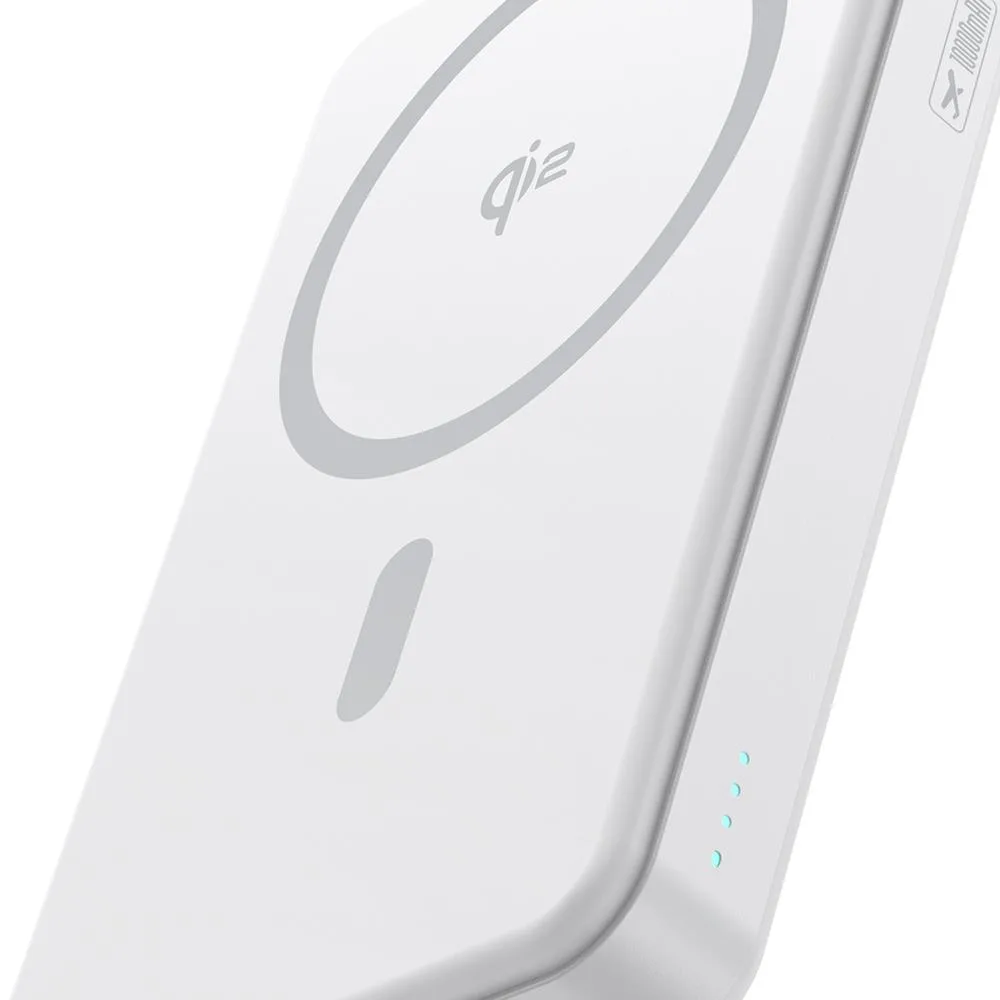 Baseus Airpow Qi2 Magnetisk Power Bank 10000mAh 22,5W med kabel månvit