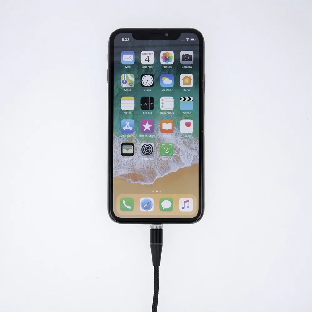Maxlife MXUC-03 magnetkabel USB – Lightning + USB-C + microUSB 1,0 m 3A svart nylon