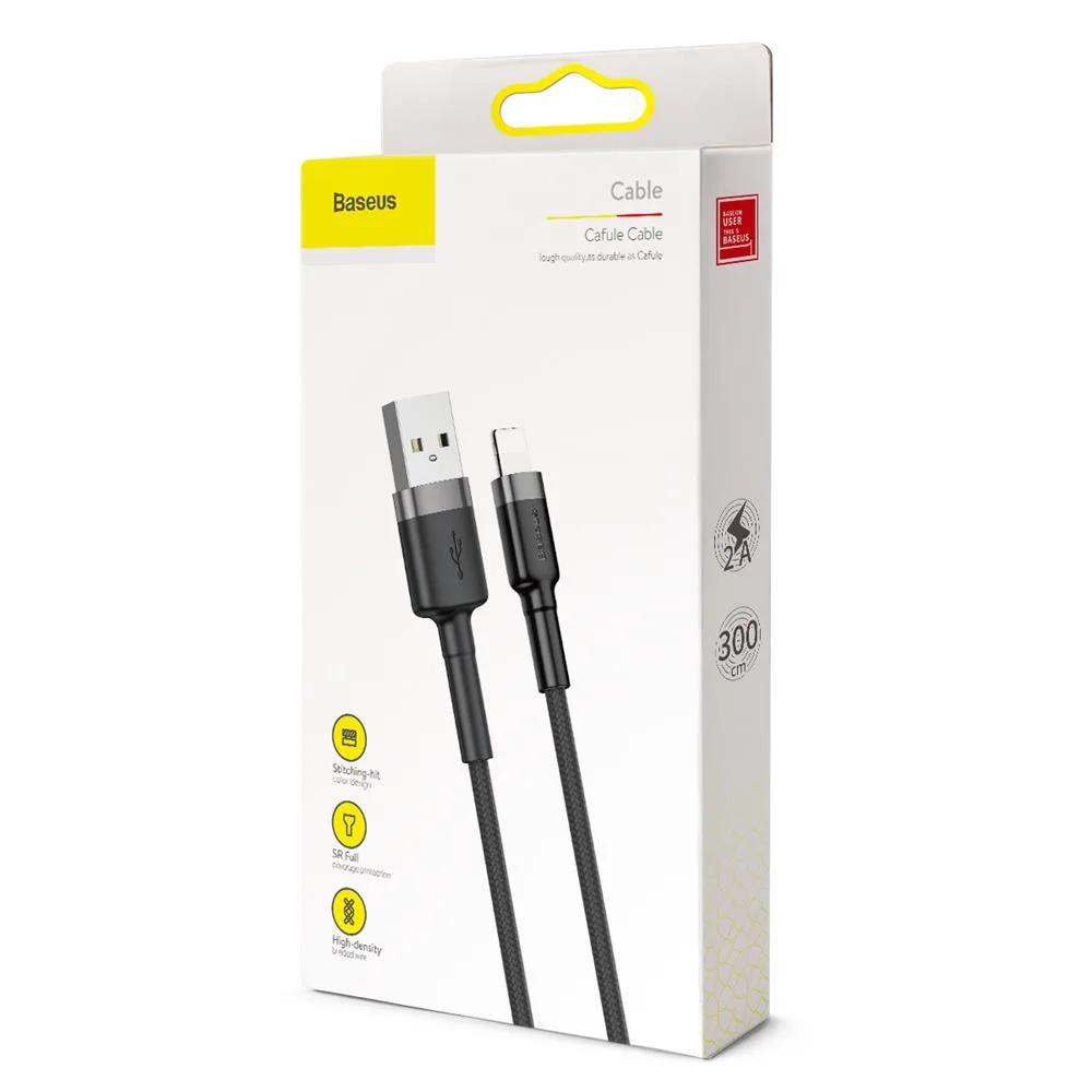 Baseus cable Cafule USB – Lightning 3,0 m 1,5A gray-black