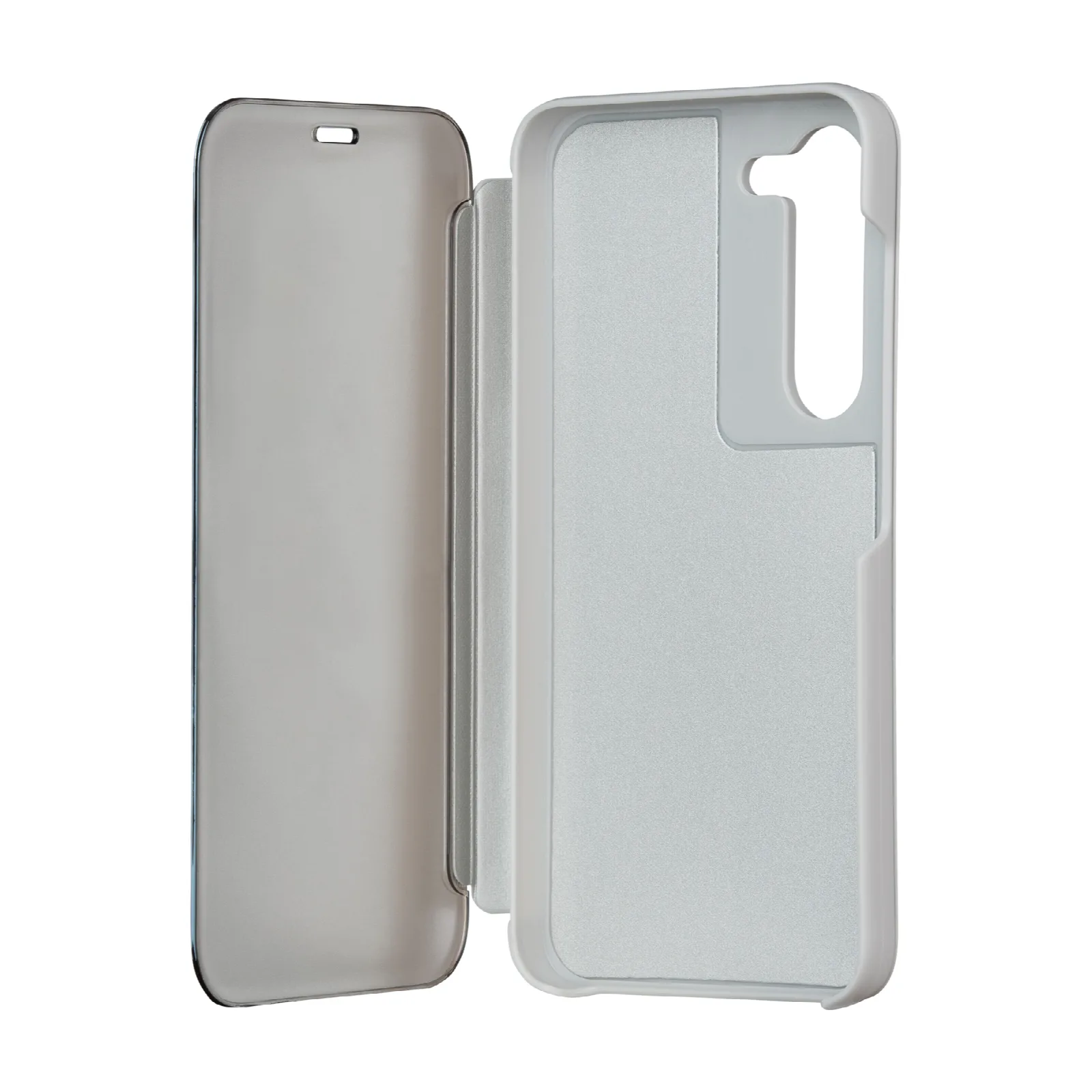 Fällbar spegelvyfodral för Samsung Galaxy A14 4G / A14 5G i silver