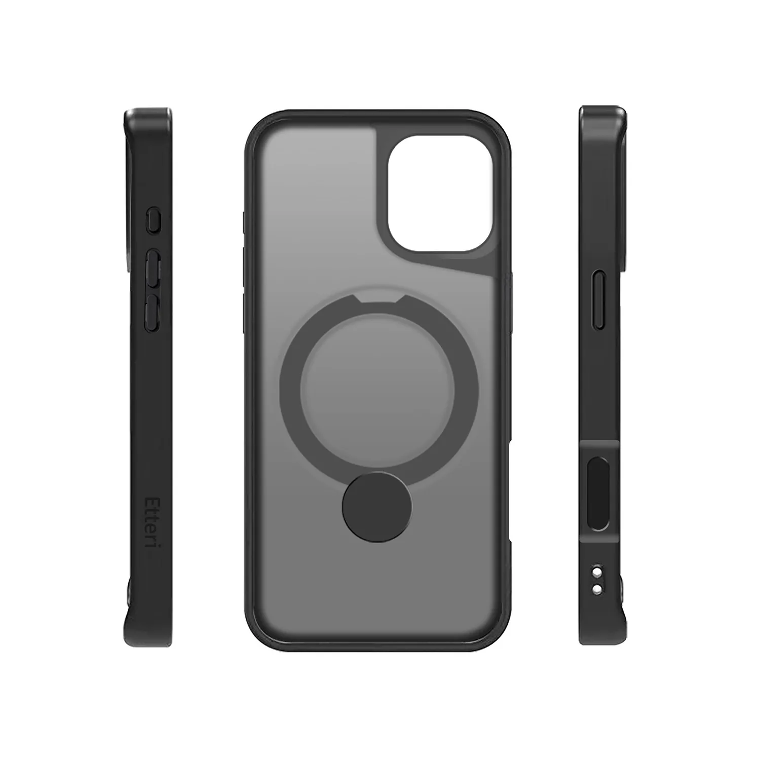 Etteri Matt Mag Ring-fodral för iPhone 16 Plus 6,7″ svart