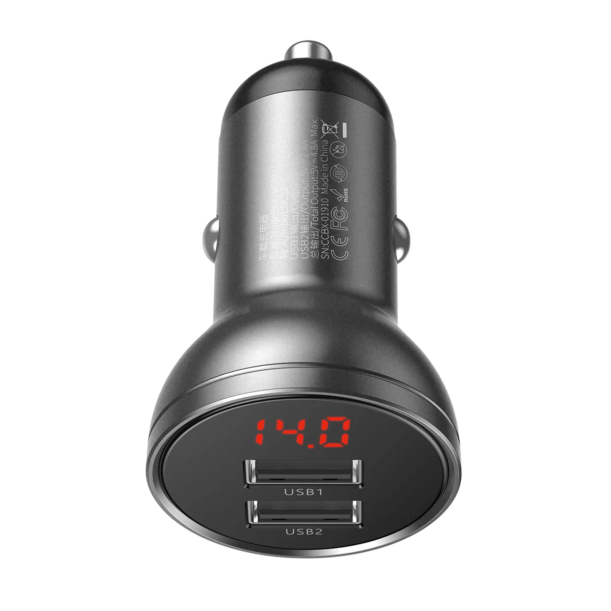 Baseus PD car charger 2x USB port 48W gray