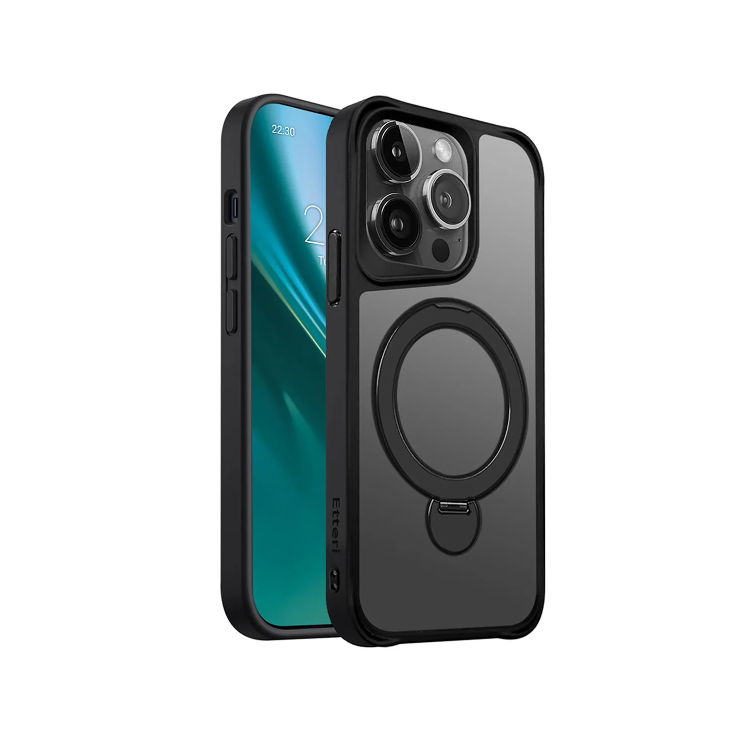 Etteri Matt Mag Ring-fodral för iPhone 14 Pro 6,1″ svart