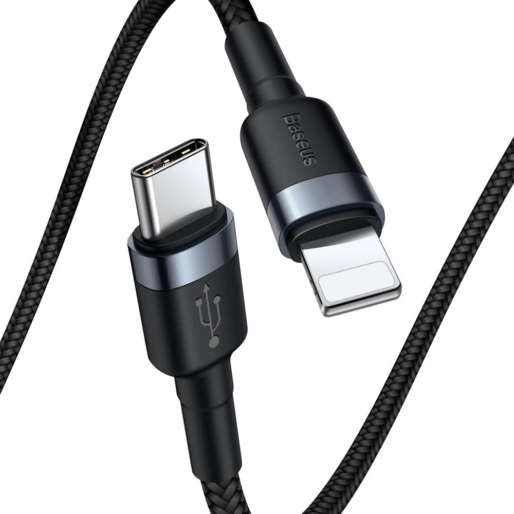 Baseus cable Cafule PD USB-C – Lightning 1,0 m gray-black 18W