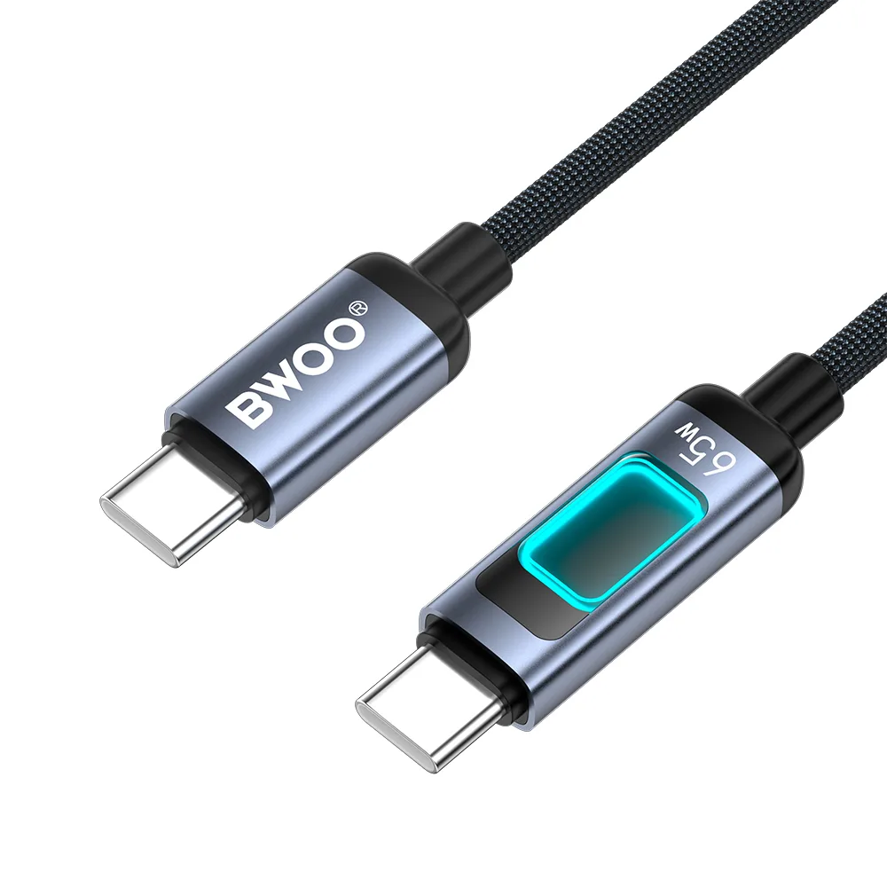 BWOO X324CC braided fast charging cable with light display PD 60W USB-C – USB-C