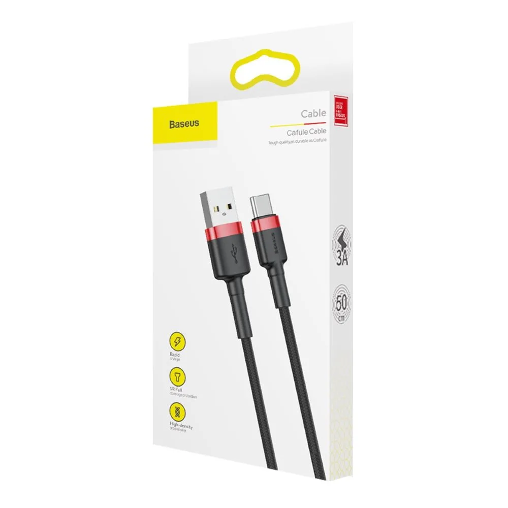 Baseus cable Cafule USB – USB-C 1m 3A red-black