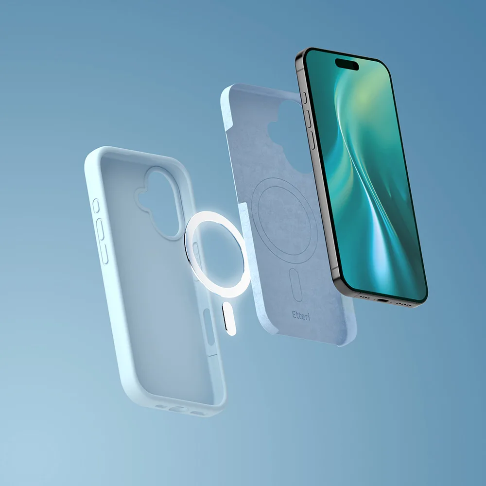 Etteri Silicone Mag case for iPhone 17 light blue