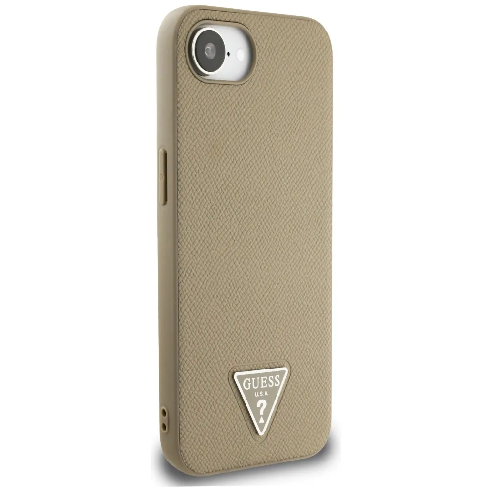 Guess HC MagSafe Kornig PU Triangel-logo-fodral för iPhone 16e Brun