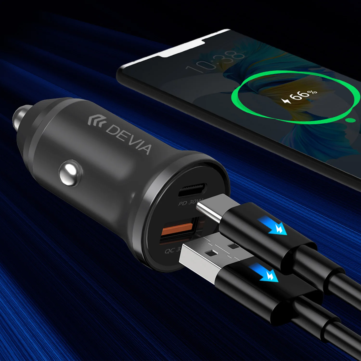 Devia car charger Smart Mini PD QC 3.0 30W 1x USB 1x USB-C white