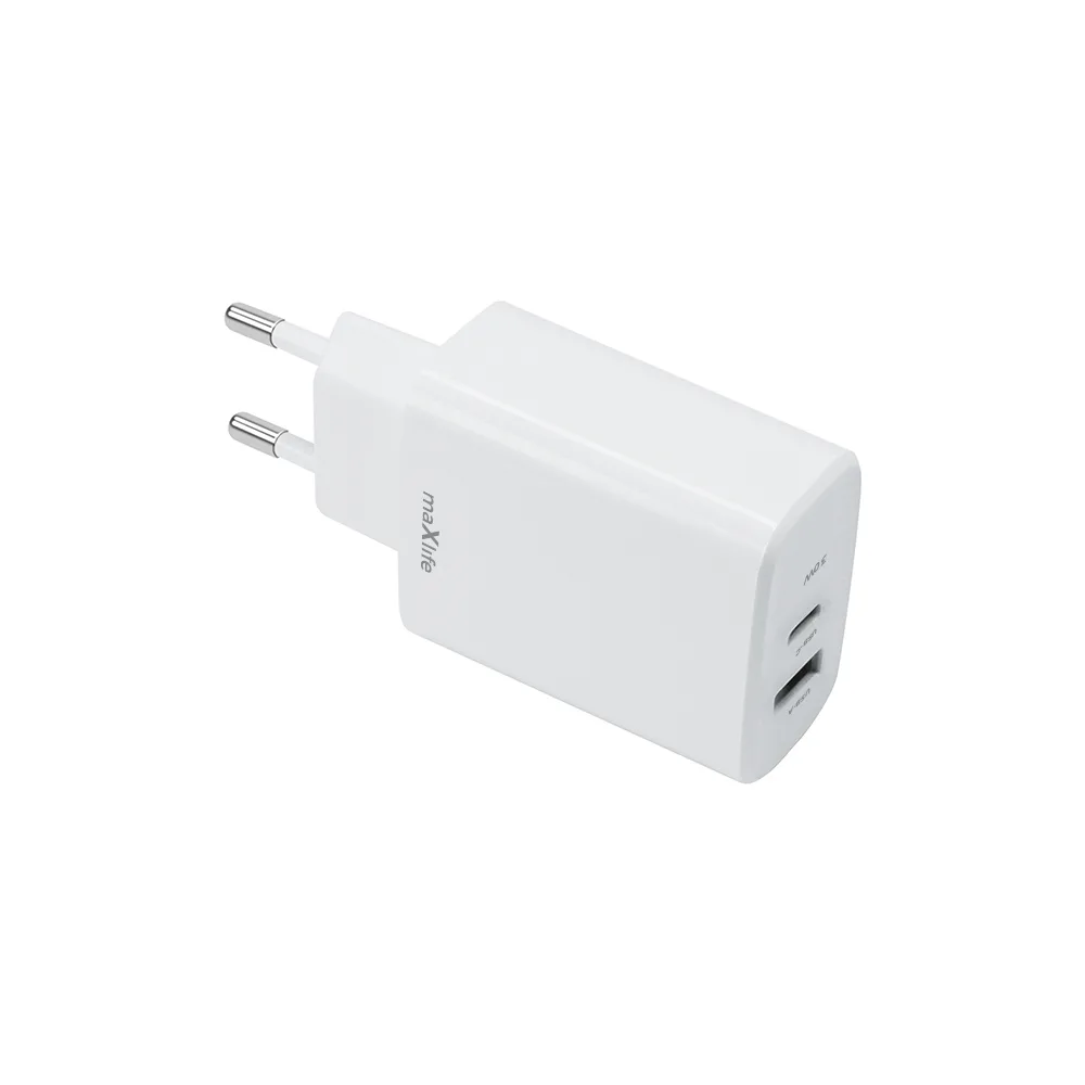 Maxlife MXTC-10-30AC PD QC charger 1x USB-C 1x USB 30W white