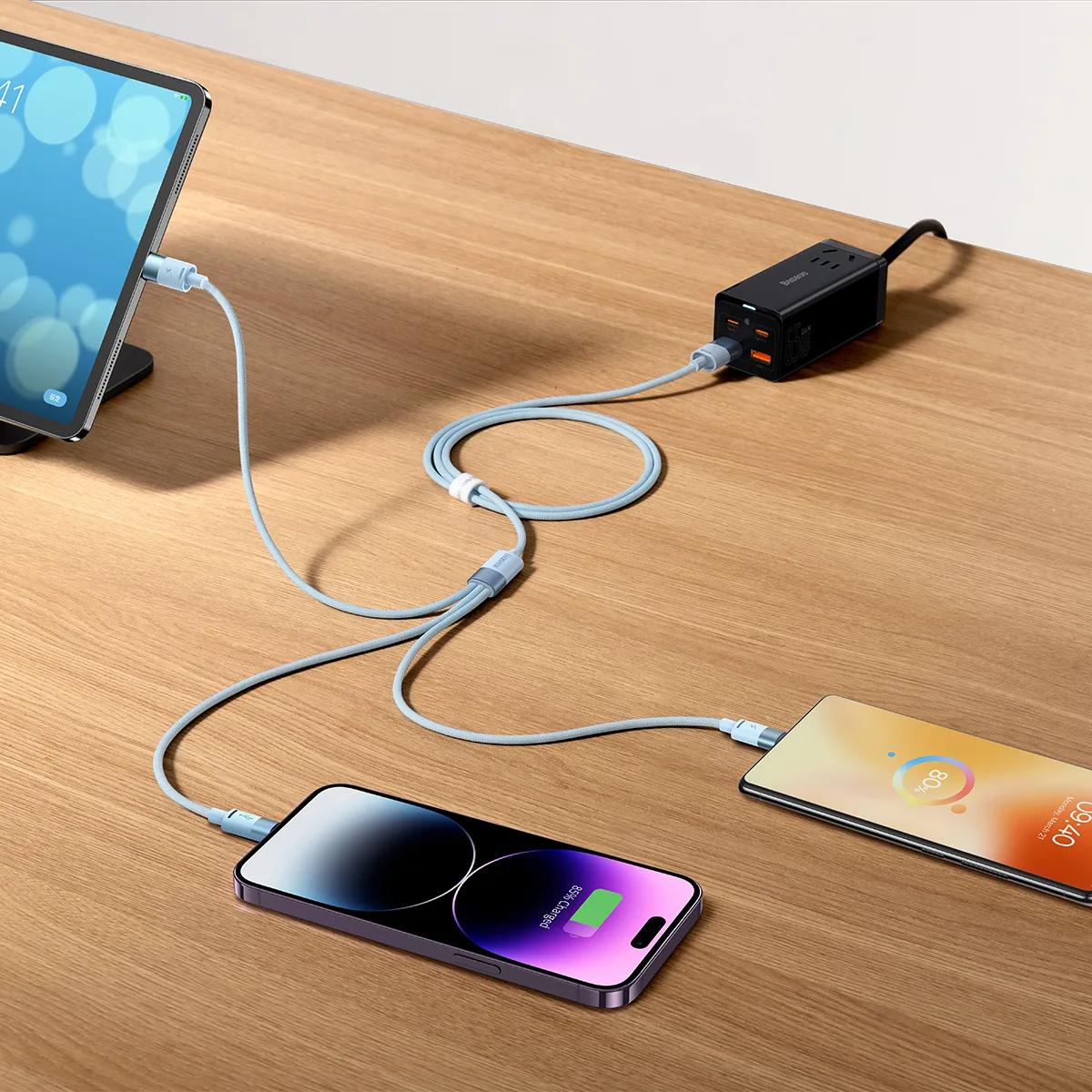 Baseus cable 3in1 StarSpeed USB – micro USB + Lightning + USB-C 1,2m 3,5A black