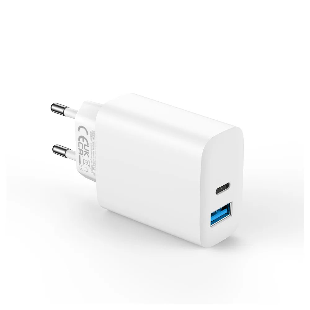 Forever TC-07-30AC PD QC charger 1x USB-C 1x USB 30W white + USB-C – USB-C cable 60W