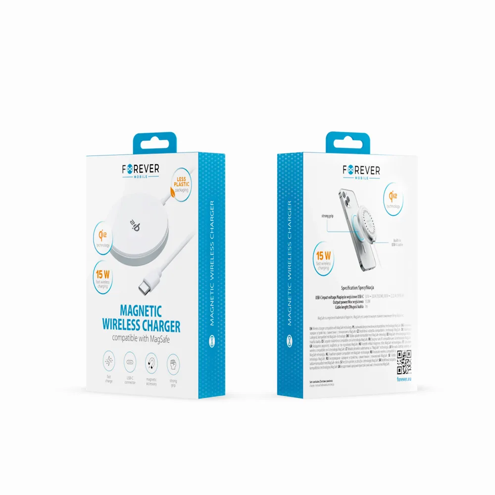 Forever MAWC-300 magnetisk trådlös laddare Qi2 15W silver