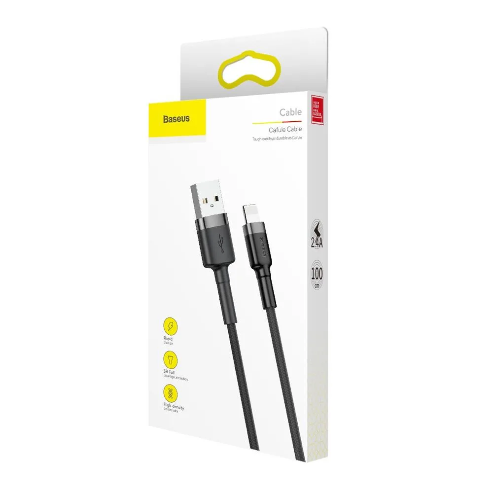 Baseus sladd Cafule USB – Lightning 1,0 m 2,4A grå-svart