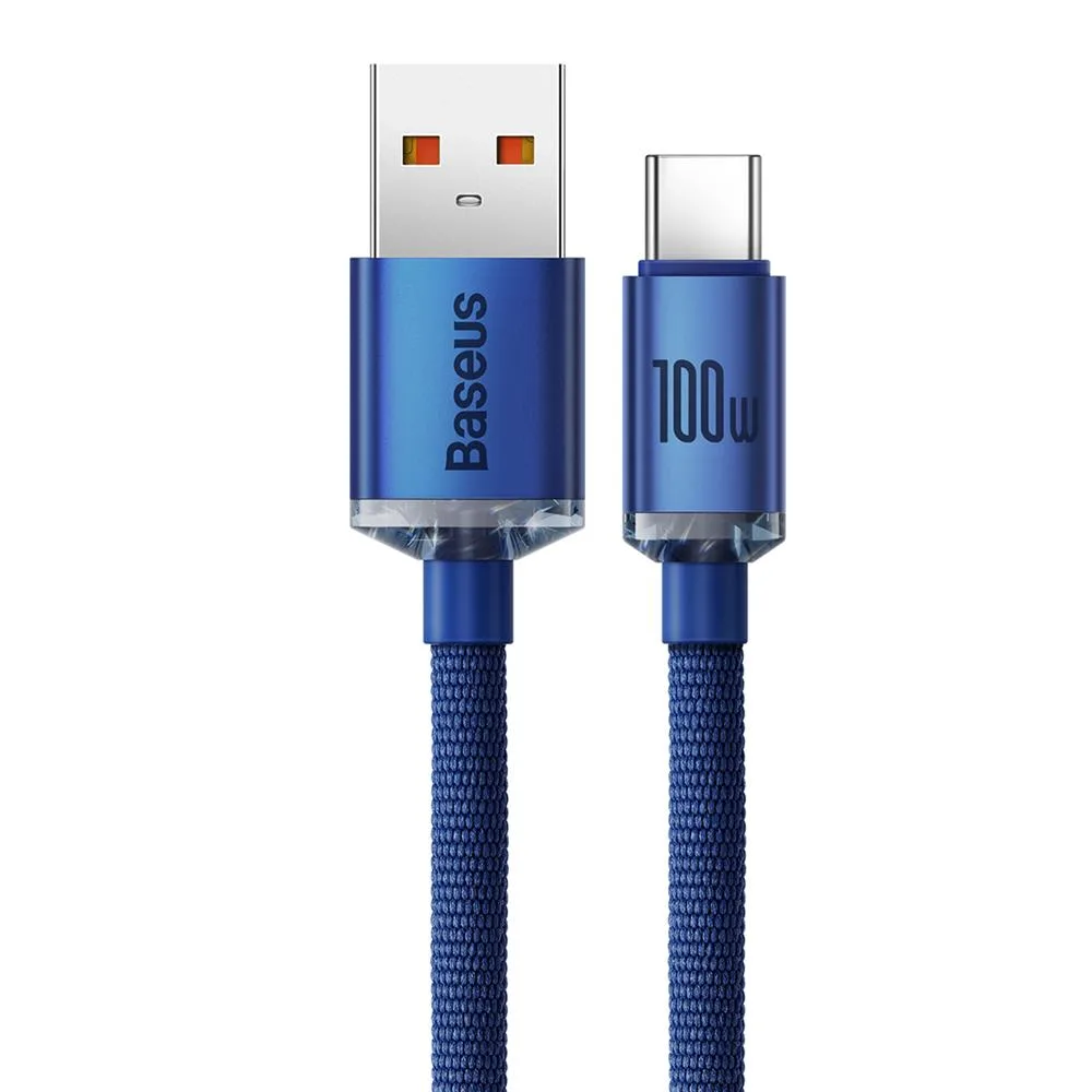 Baseus cable Crystal Shine USB – USB-C 1,2 m 100W blue