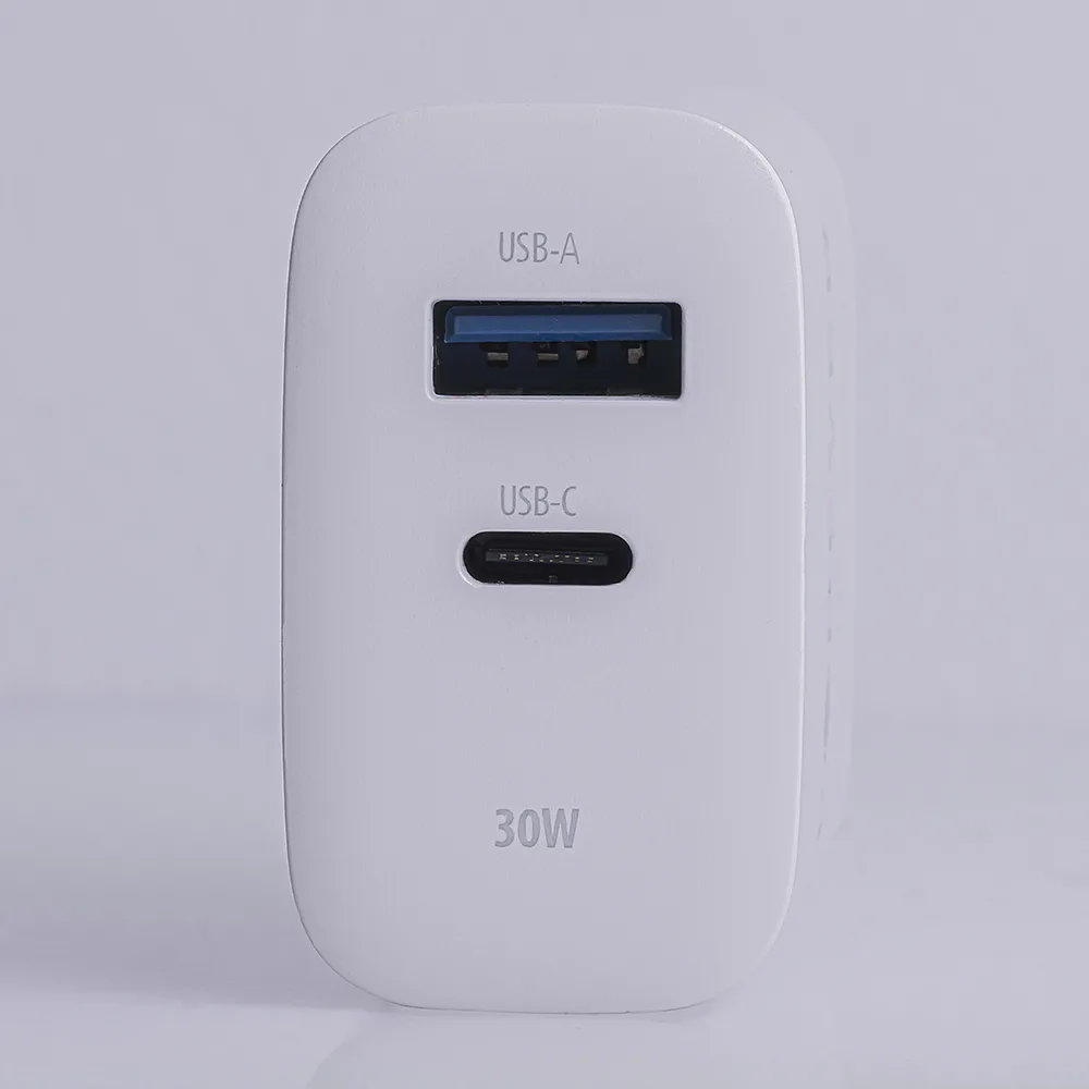 Forever TC-07-30AC PD QC charger 1x USB-C 1x USB 30W white + USB-C – USB-C cable 60W