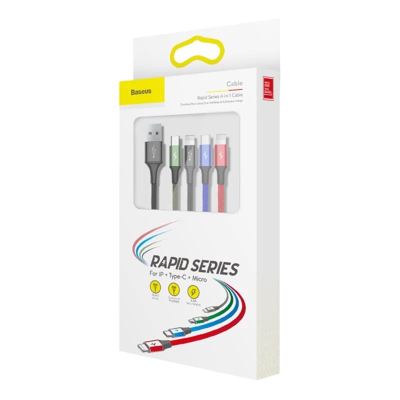 Baseus cable Fast 4in1 USB – micro USB + 2x Lightning + USB-C 1,2m 3,5A black