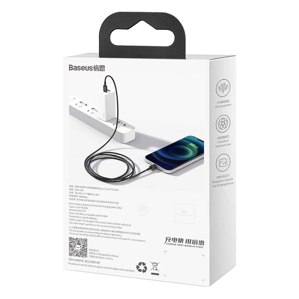 Baseus cable Superior PD USB-C – Lightning 1,0 m black 20W