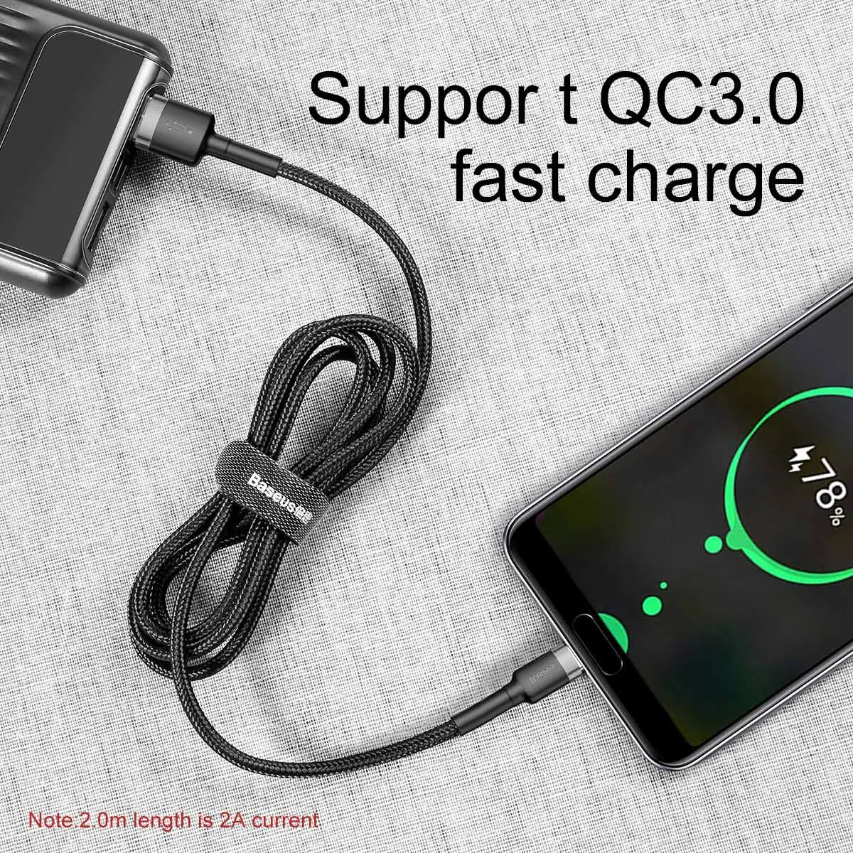 Baseus cable Cafule USB – USB-C 0,5 m 3A gray-black