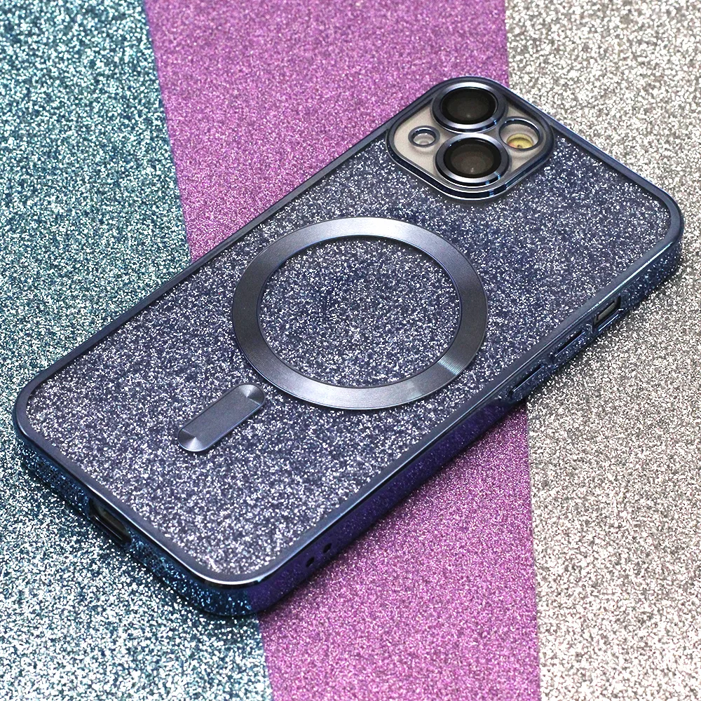 Glitter Chrome Mag-fodral för iPhone 15 Plus 6,7″ blå