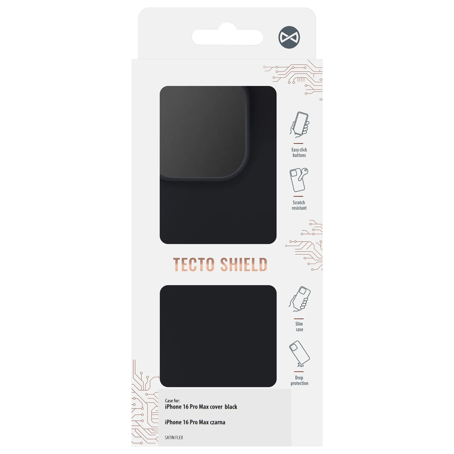 Satin Flex iPhone 16 Pro Max-fodral svart