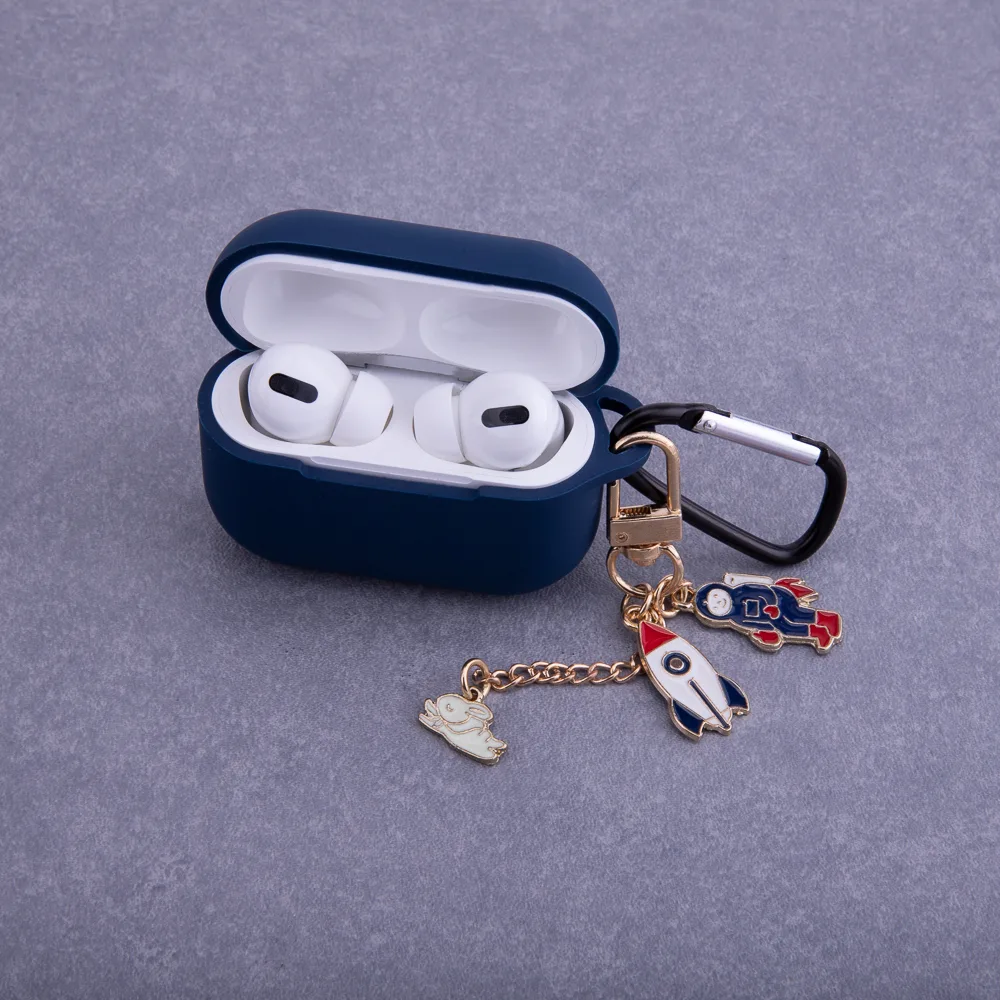 Fodral för Airpods / Airpods 2 mörkblå med hänge