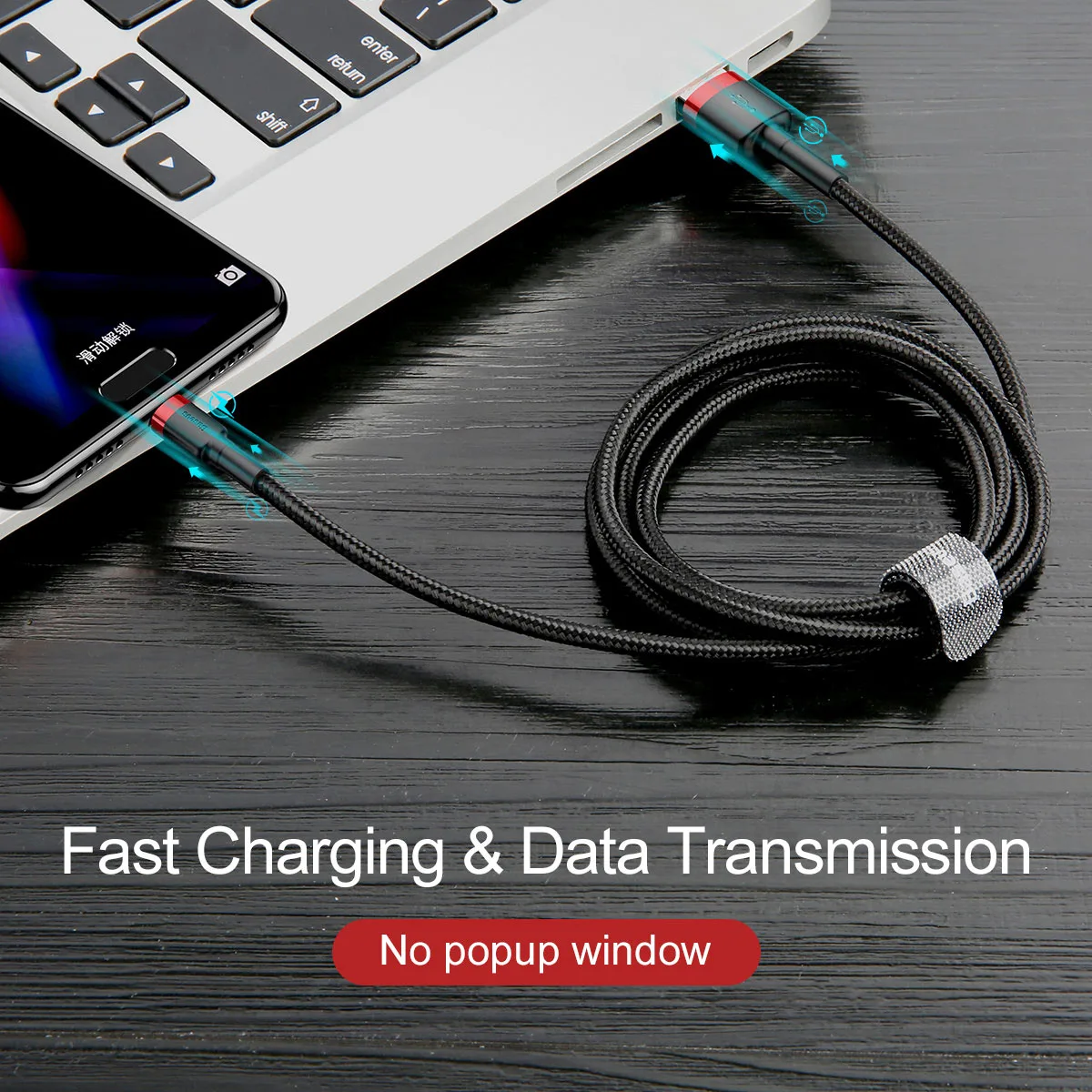 Baseus sladd Cafule USB – USB-C 1,0 m 3A röd-svart