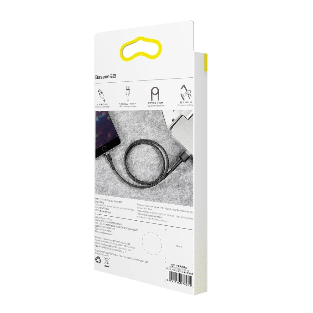 Baseus sladd Cafule USB – Lightning 1,0 m 2,4A grå-svart