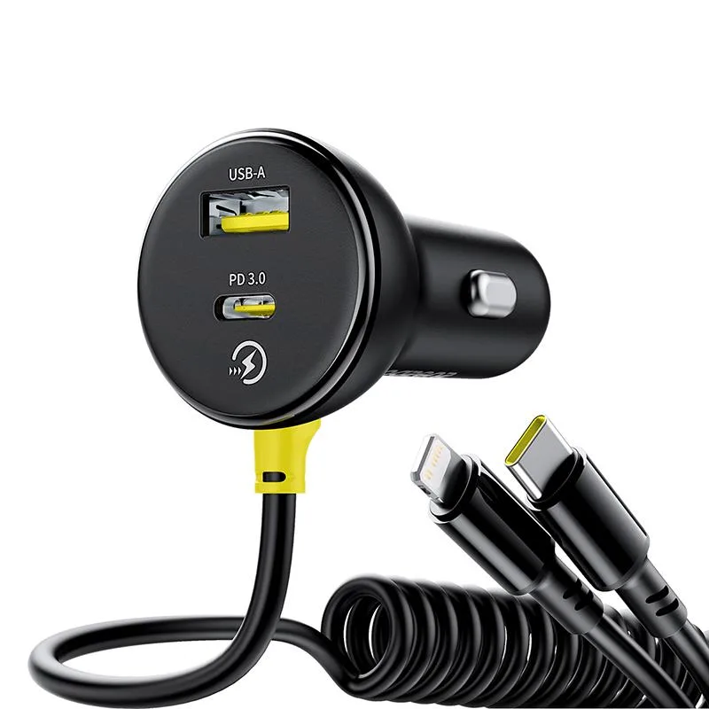 Baseus PD bilopladdare 1x USB-C – USB-A-port 60W svart