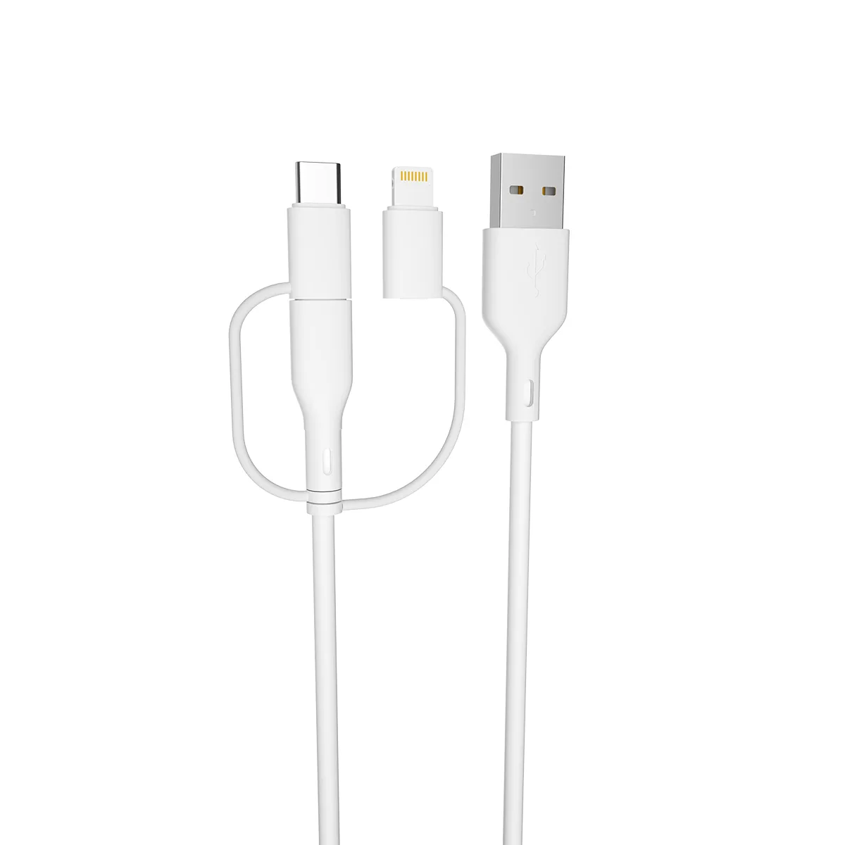 Evigt återvinningskabel 3w1 1,5m 2,4A USB-A – USB-C + microUSB + Lightning KR3W1-00 vit