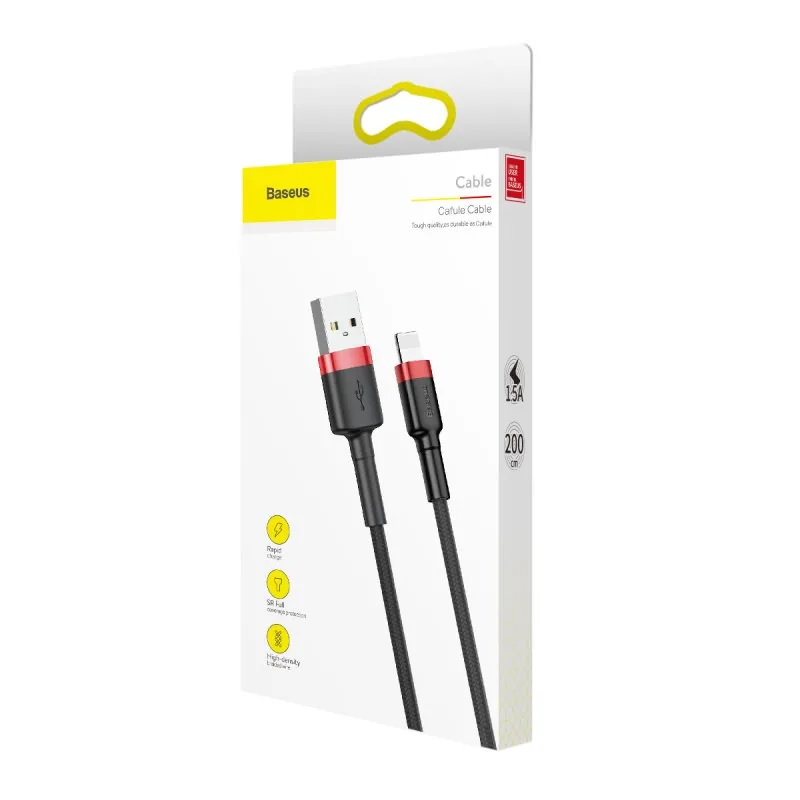 Baseus cable Cafule USB – Lightning 2,0m 1,5A red-black