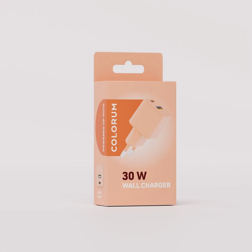 COLORUM väggladdare USB-A + USB-C PD 30W CLS30-AC-14 i Peach Fuzz