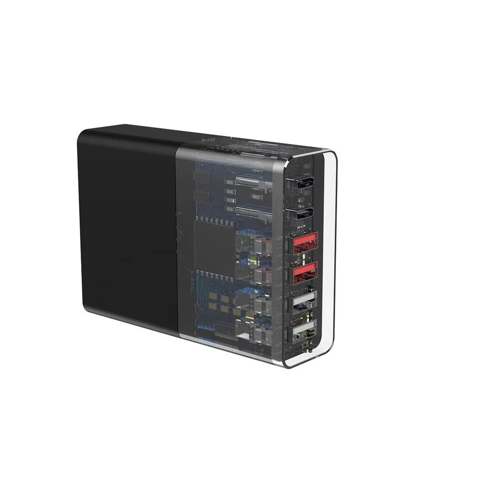 Devia wall charger Extreme PD QC 3.0 75W 2x USB-C 4x USB svart